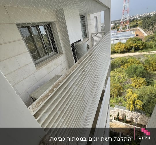 רשת הגנה על מרפסת עם דוקרנים למניעת יונים
